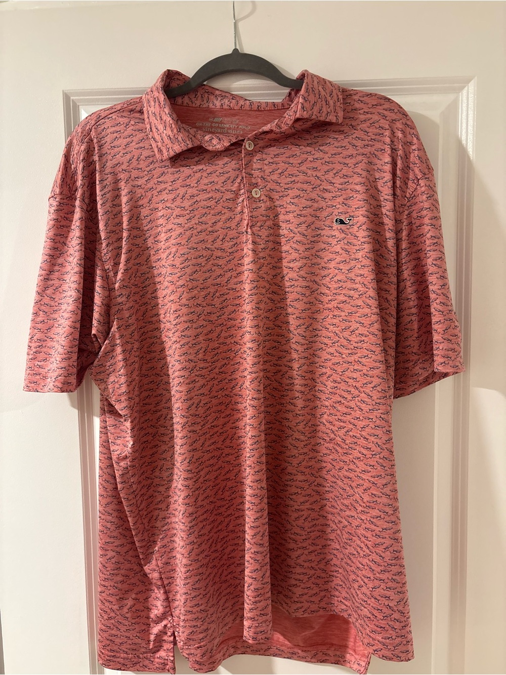 Vineyard Vines Coral Pink Micro-Print Polo